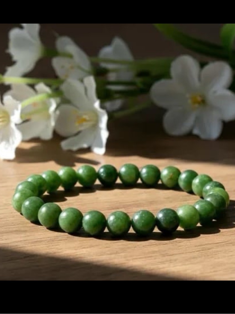 New Nephrite Jade Gemstone Beaded Bracelet-8mm